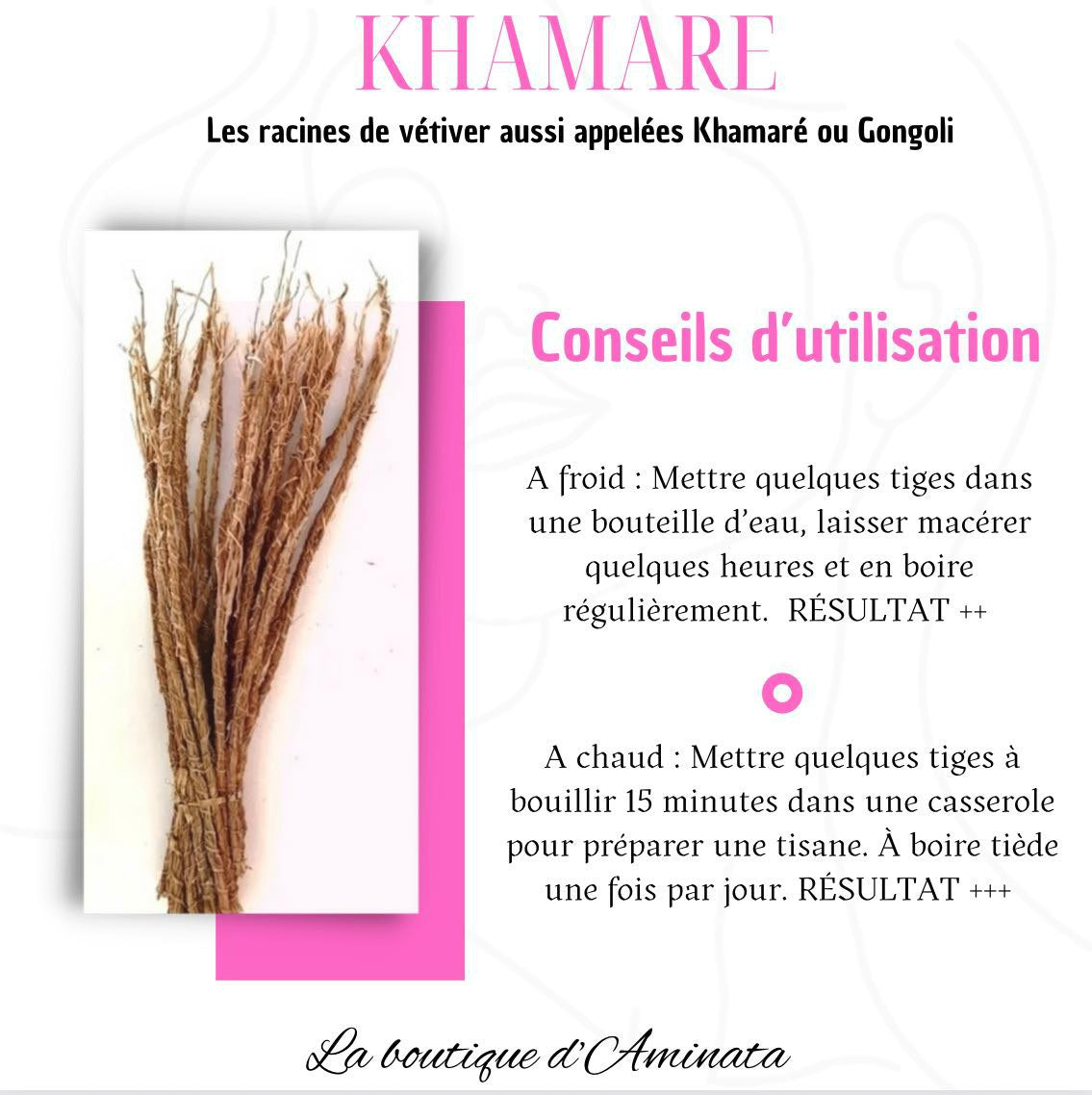 KHAMARE (Les Racines De Vétiver Aussi Appelées Khameré Ou Gongoli) 10 TIGES